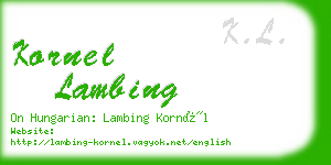 kornel lambing business card
